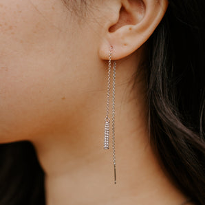 Pavé Crystal Bar Threader Earrings
